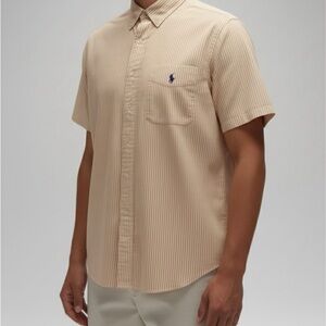 Ralph Lauren Orange and White Striped Short Sleeve Casual Shirt